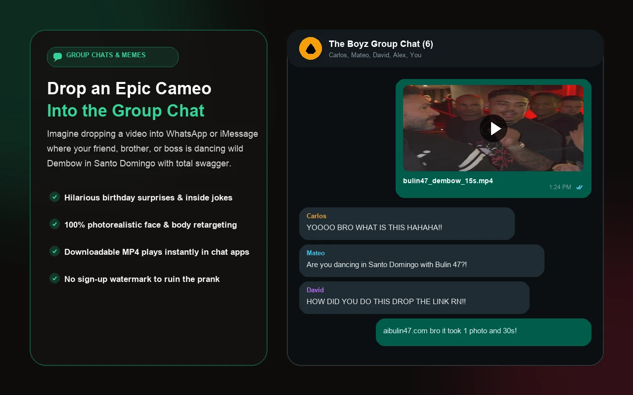 Friends and group chat cameos in viral Dembow style